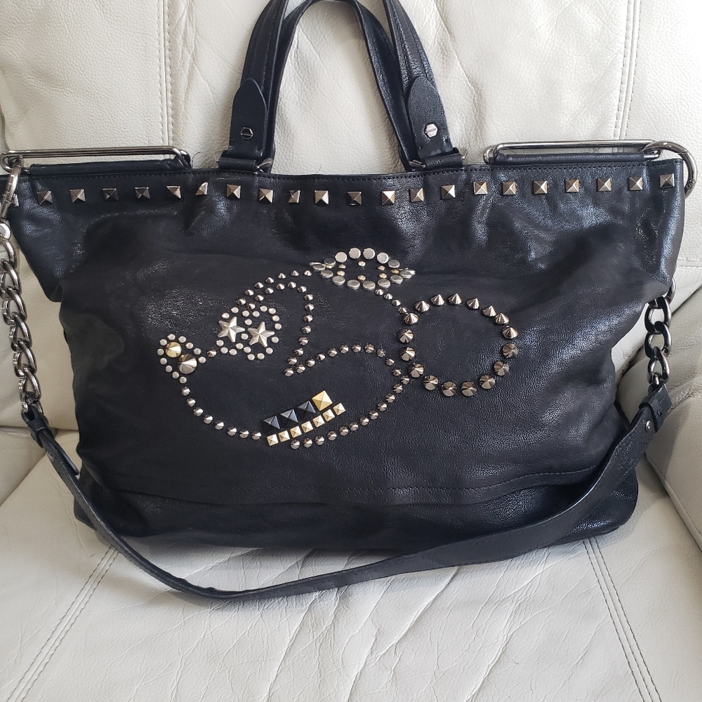 Bruno Magli Black Leather Tote Bag